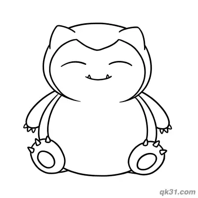 Free printable Smiling Snorlax Pokémon Printable Coloring Page coloring page