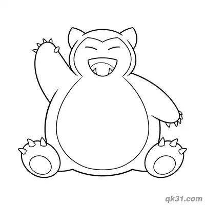 Free printable Waving Snorlax Pokémon Coloring Page coloring page
