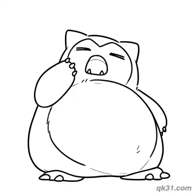 Free printable Yawning Snorlax Pokémon Coloring Page coloring page