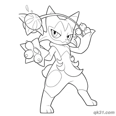 Free printable Floragato Battle Swipe Pose Easy Coloring Page coloring page