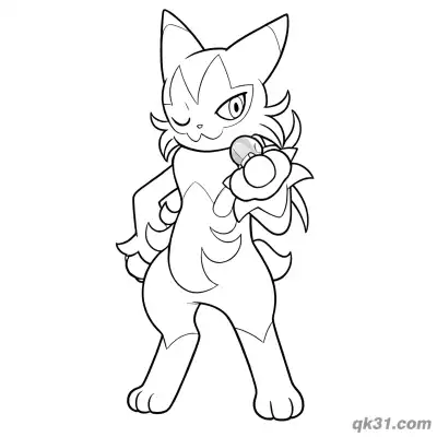 Free printable Floragato Confident Hand Gesture Simple Coloring Page coloring page