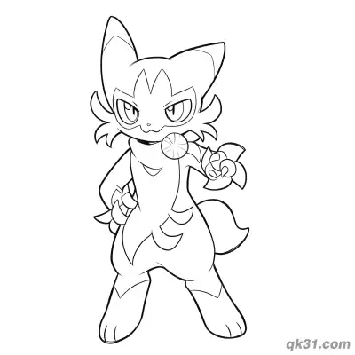 Free printable Floragato Confident Holding Flower Coloring Page coloring page