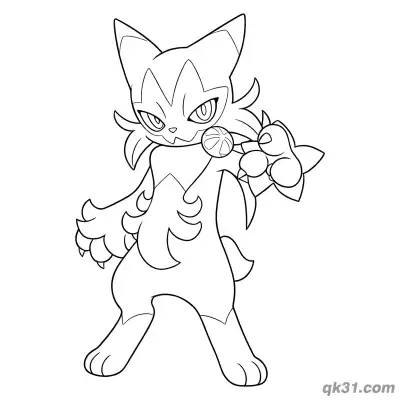 Free printable Floragato Holding Flower Ball Coloring Page coloring page