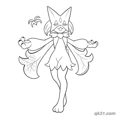 Free printable Meowscarada Arms Wide Spread Coloring Page coloring page