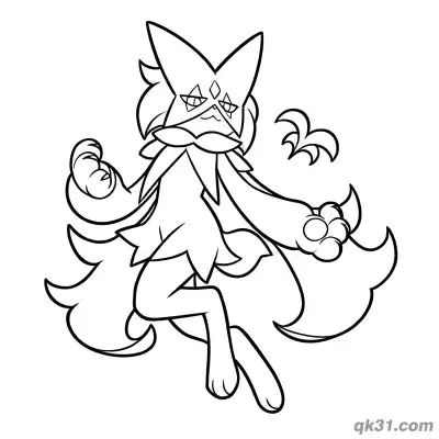 Free printable Meowscarada Battle Stance Easy Coloring Page coloring page
