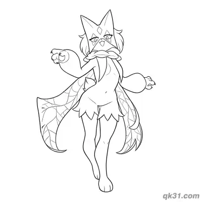 Free printable Meowscarada Cape Spread Stand Coloring Page coloring page