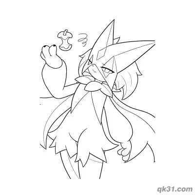 Free printable Meowscarada Closeup Playing With Flower Coloring Page coloring page