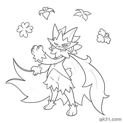 Free printable Meowscarada Flower Trick Performance Coloring Page coloring page
