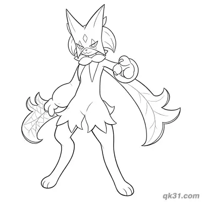 Free printable Meowscarada Holding Leaf Weapon Coloring Page coloring page