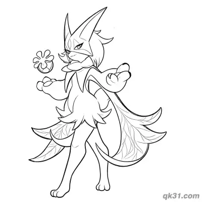Free printable Meowscarada Holding Magic Flower Coloring Page coloring page