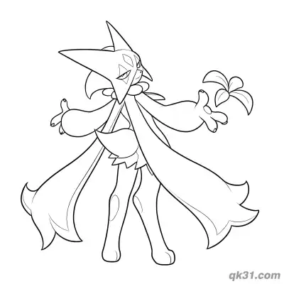 Free printable Meowscarada Leaf Showing Magic Coloring Page coloring page