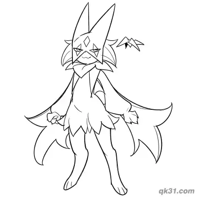 Free printable Meowscarada Serious Standing Coloring Page coloring page