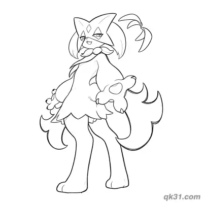 Free printable Meowscarada Side View Smile Coloring Page coloring page