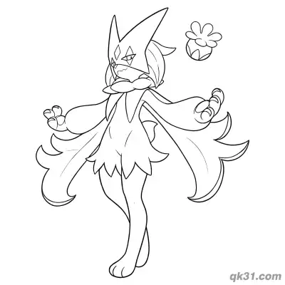 Free printable Meowscarada Using Move Action Coloring Page coloring page