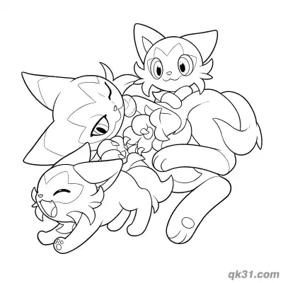 Free printable Sprigatito and Floragato Playful Cuddle Coloring Page coloring page