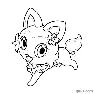 Free printable Sprigatito Mid Air Jump Action Coloring Page coloring page