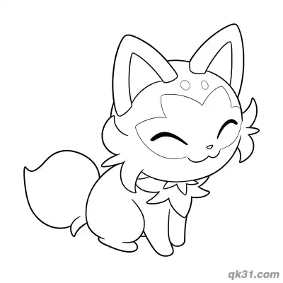 Free printable Sprigatito Sitting Happily Eyes Closed Coloring Page coloring page