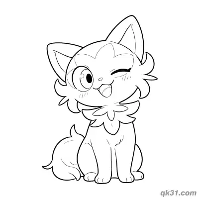 Free printable Sprigatito Winking Smile Coloring Page coloring page