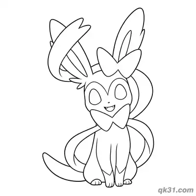 Free printable Sylveon Big Eyes Sitting Pose Coloring Page coloring page