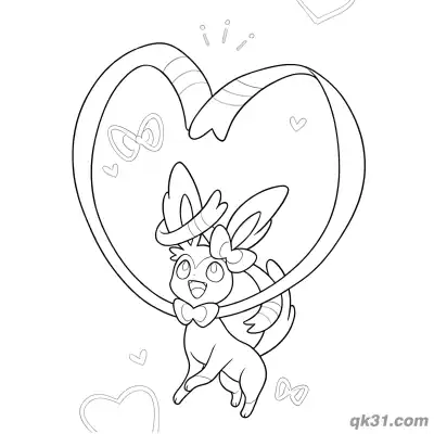 Free printable Sylveon Bright Shining Eyes Simple Coloring Page coloring page