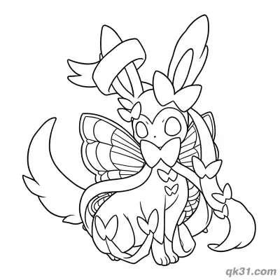 Free printable Sylveon Butterfly Wing Style Coloring Page coloring page