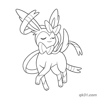 Free printable Sylveon Confident Walking Forward Coloring Page coloring page