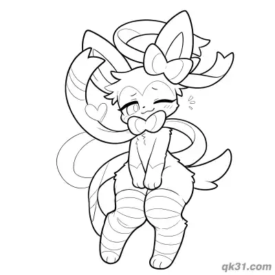 Free printable Sylveon Gentle Downcast Eyes Coloring Page coloring page