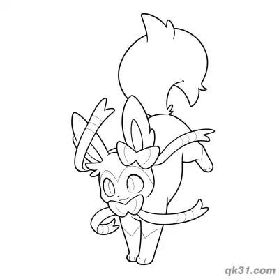 Free printable Sylveon Happy Classic Sitting Coloring Page coloring page