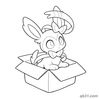 Free printable Sylveon Heart Frame Jumping Coloring Page coloring page