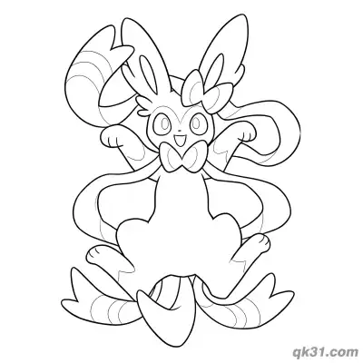 Free printable Sylveon Heart Hand Gesture Coloring Page coloring page