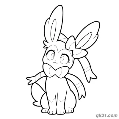 Free printable Sylveon Jumping Cheerful Pose Coloring Page coloring page
