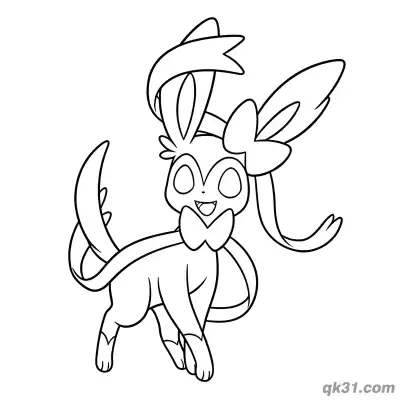 Free printable Sylveon Jumping Ribbon Dance Coloring Page coloring page