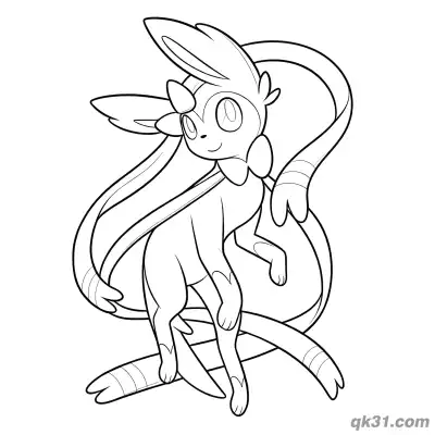 Free printable Sylveon Peaceful Closed Eyes Coloring Page coloring page