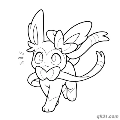 Free printable Sylveon Running Forward Jump Coloring Page coloring page