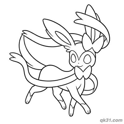Free printable Sylveon Side Sitting Profile Coloring Page coloring page