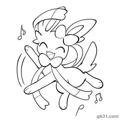 Free printable Sylveon Singing Musical Notes Coloring Page coloring page