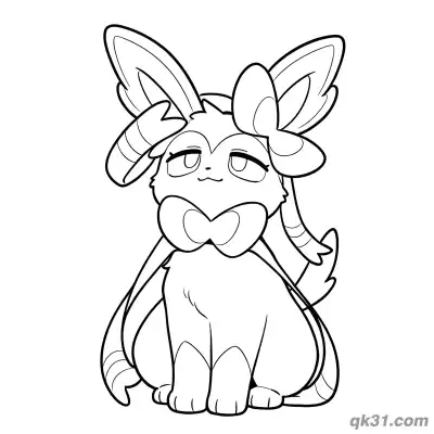 Free printable Sylveon Sleepy Half Lidded Eyes Coloring Page coloring page