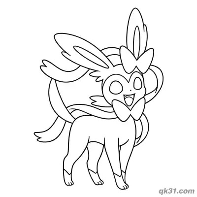 Free printable Sylveon Standing Open Arms Coloring Page coloring page