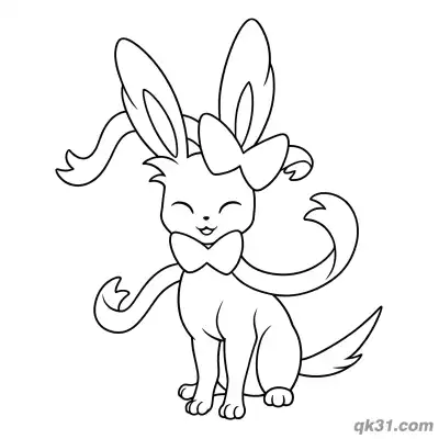 Free printable Sylveon Surprised Wide Eyes Sitting Coloring Page coloring page