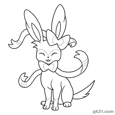 Free printable Sylveon Sweet Closed Eyes Sitting Coloring Page coloring page