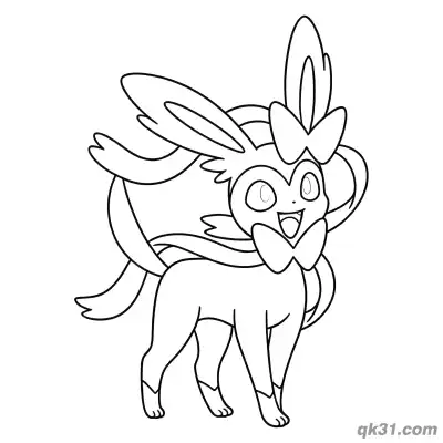 Free printable Sylveon Sweet Smile Sitting Coloring Page coloring page