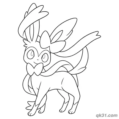 Free printable Sylveon Tilted Head Standing Coloring Page coloring page