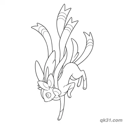 Free printable Sylveon Upside Down Dynamic Coloring Page coloring page