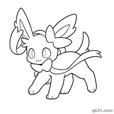 Free printable Sylveon Wink Paw To Face Coloring Page coloring page