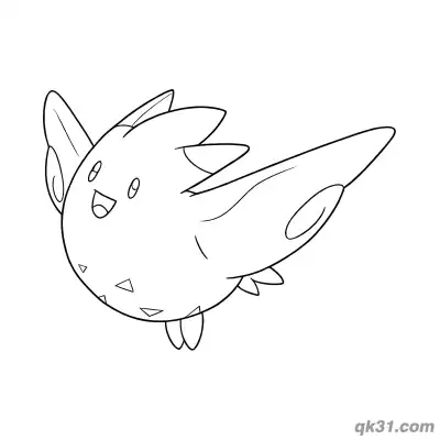 Chubby Togekiss Flying Side View Coloring Page