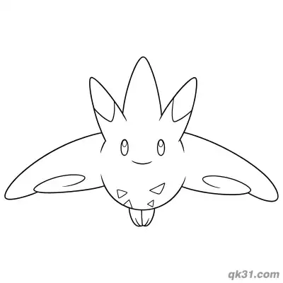 Gentle Smiling Togekiss Front View Coloring Page