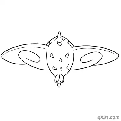 Happy Togekiss Flying Upwards Coloring Page