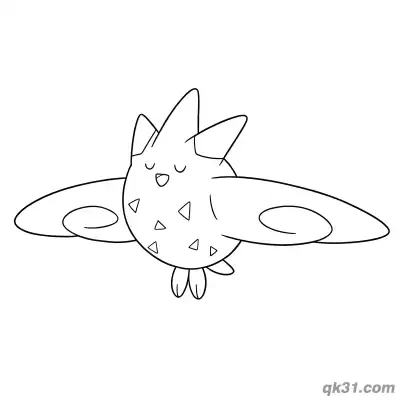 Free printable Sleepy Togekiss with Spread Wings Coloring Page coloring page