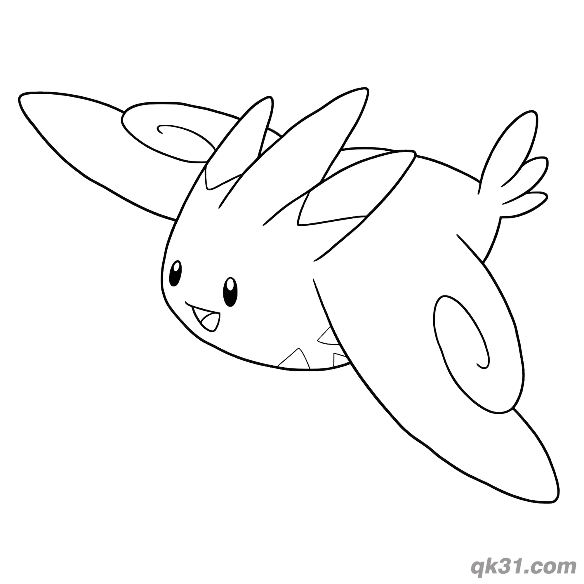Smiling Togekiss with Big Wings Coloring Page – Free Printable Coloring Page for Kids and Adults