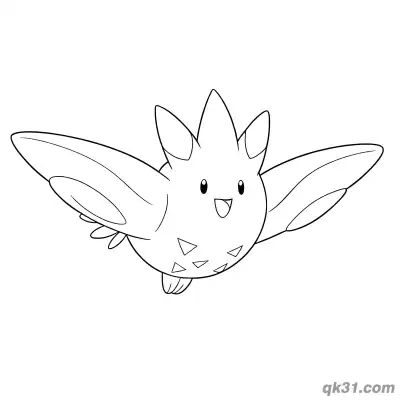Sweet Togekiss Front Wings Spread Coloring Page